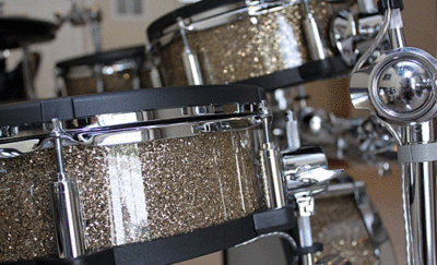 Ginger Glitter on electronic drums